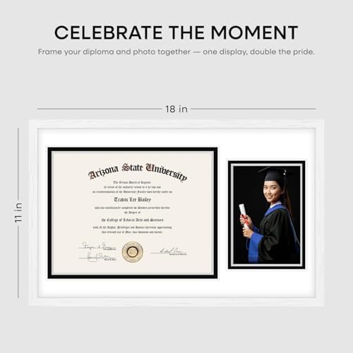Homeforia 11x18 Black Oak Diploma Frame, High-End Wood, 8.5x11 & 5x7 Mat - Image 5