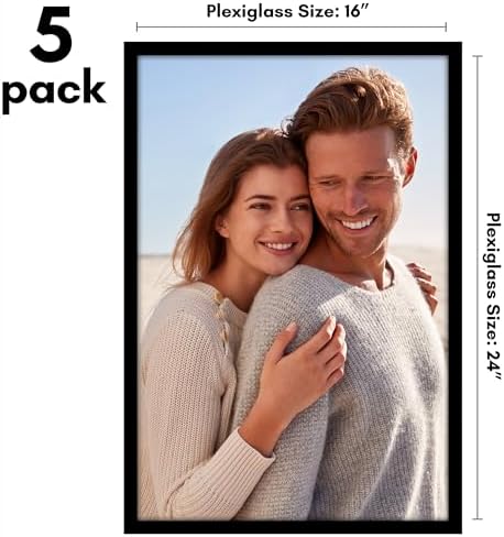 Americanflat 16x24 Poster Frame with Polished Plexiglass - Set of 5 - Galleria Collection - Picture Frames for Wall Display - Black - Image 2