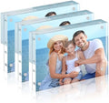 HOUSE DAY Acrylic Picture Frames 4x6, 3 Pack Magnetic 4 x 6 Picture Frame, Double Sided Clear 4x6 Photo Frame with Microfiber Cloth, Frameless FreeStanding 4x6 Frame Gift for Desktop Display by HOUSEDAY