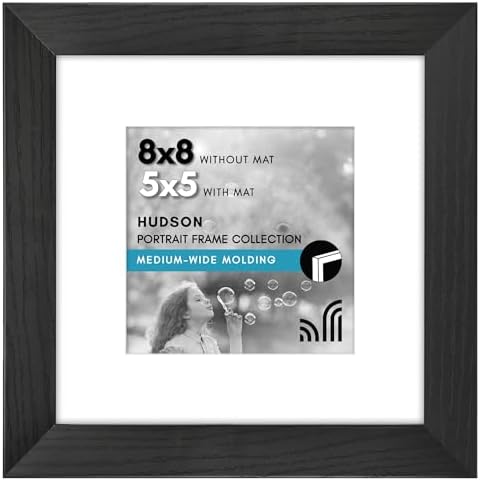 Americanflat 8x8 Picture Frame - Matted to 5x5 - Engineered Wood - Black by Americanflat