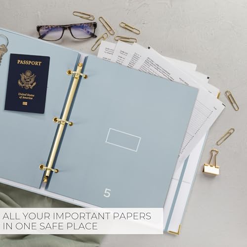 Important Document Organizer Set with Folders - Complete Linen Ring Binder - Image 5