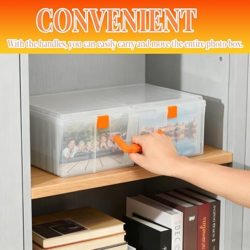 Photo Storage Box 5 x 7 Inches, 18 Inner Photo Cases with Dividers, Clear Acid-Free Photo Storage Containers with Handle, Photo Organizer Craft Keeper for Stickers, Craft, Stamp - Image 6