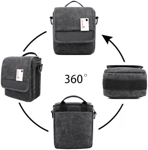 Besnfoto Mirrorless Camera Shoulder Bag Small Messenger Case Waist Bag Compatible for Canon (BlackH, Small) - Image 4