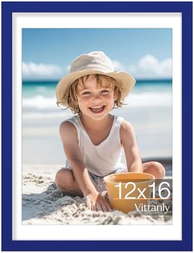 Vittanly 12x16 Picture Frame Made of Solid Wood for Wall Mount, Royal Blue by Vittanly
