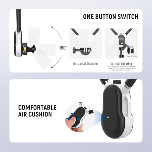 NEEWER GP-76 Magnetic Neck Mount Compatible with GoPro DJI Action Cameras, Quick Release Neck Holder with Air Cushion & Adjustable Chest Strap, Accessories Kit for POV Video Recording Vlogging - Image 4