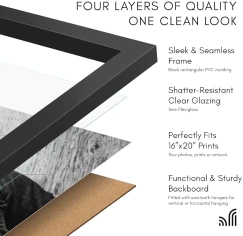 Americanflat 16x20 Poster Frame 2-Pack - Slim Molding - Black - Image 5
