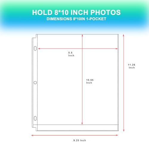 100 Pack 8 x 10 Photo Sleeves for 3 Ring Binder(100 Pictures) - Image 2
