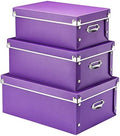 SEEKIND Storage Box, Decorative Storage Bins with Lid,3 in 1 Set,Press-Stud Fastening,Moisture-proof,Foldable for Space Saving Storage,for Clothes, Cosmetic,Blankets (Purple) by SEEKIND%2C+Professional+Office+Products+Supplier.
