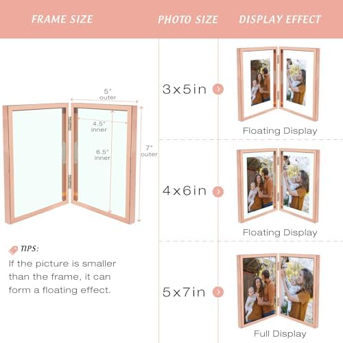 Golden State Art 5x7 Hinged Metal Picture Frame, Rose Gold, Tabletop - Image 5
