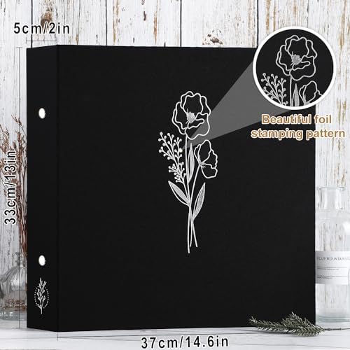 Lanpn Scrapbook Photo Album 12x12 2 Packs, Linen Cover Archival Acid Free Top Load 3 Ring Binder Folder Photo Book 12 x 12 with 30 Plastic Sleeves 60 Pages Black - Image 2