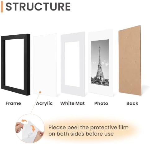 upsimples 12x16 Picture Frame Set of 10, Display Pictures 8.5x11 with Mat or 12x16 Without, Multi Photo Frames Collage for Wall Display, Black - Image 3