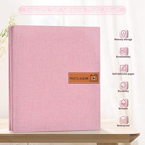 Popotop Large Photo Album Self Adhesive 4x6 5x7 8x10 Scrapbook Album DIY Picture Book,Gifts for Mom,Family Baby and Wedding,with Metal Pen and Plastic Board - Image 2