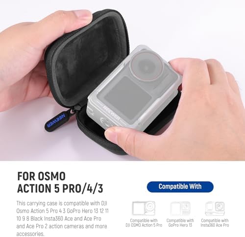 NEEWER Carrying Case Compatible with DJI OSMO Action 5 Pro 4 3, Small Travel Protector Storage Bag with Carabiner Compatible with GoPro Hero 13 12 Insta360 Ace Pro 2 Action Camera Accessories, PB031 - Image 2