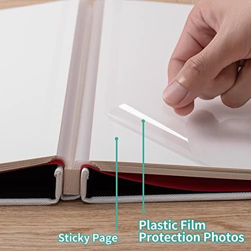 Large Photo Album Self Adhesive for 4x6 5x7 8x10 Pictures Magnetic Scrapbook Album 20 Sheets / 40 Pages Linen Cover DIY Photo Album with A Metallic Pen and and Plastic Board(White) - Image 4