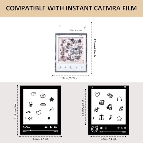 12PCS Pola Now Camera Film Border Stickers, Photo Border Sticker Compatible for Polaroid Now+/Onestep2 Instant Camera Film, Decorative Stickers for i-Type/600/SX-70 Films - Social Series - Image 2