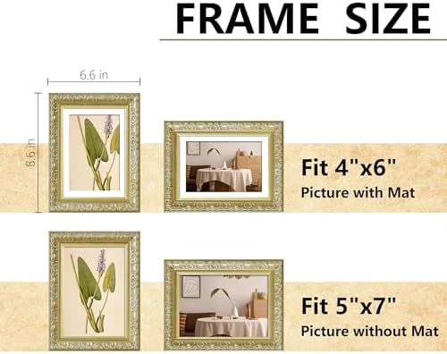 VIOLABBEY 5x7 Picture Frame Gold, Ornate Vintage Photo Frame - Image 2