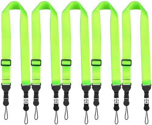 FIEIL 5 Pack Nylon iPad Strap, Adjustable Camera Neck Strap, Comfortable Shoulder Strap for iPad, Cellphone Tablet, Camera, Laptop, Binocular(Fluorescent Green Universal Neck Lanyard) by FIEIL