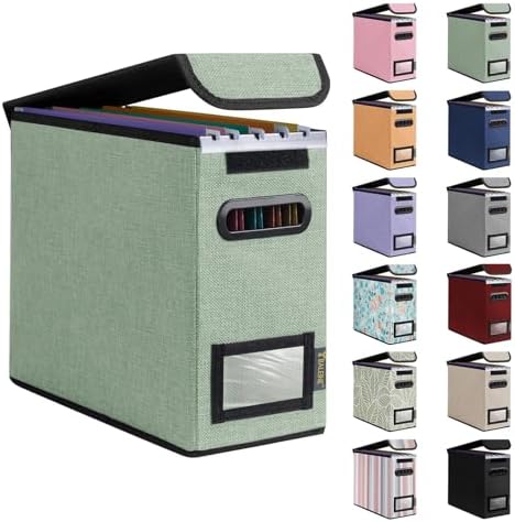 BALEINE File Organizer Box with Lid, Collapsible Hanging File Storage Box by BALEINE