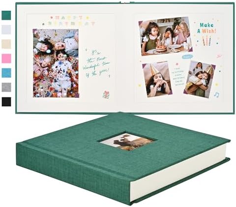 Pssoss 8x8 Inch DIY Scrapbook Album, Linen Hardcover, 40 Pages, Dark Green by Pssoss