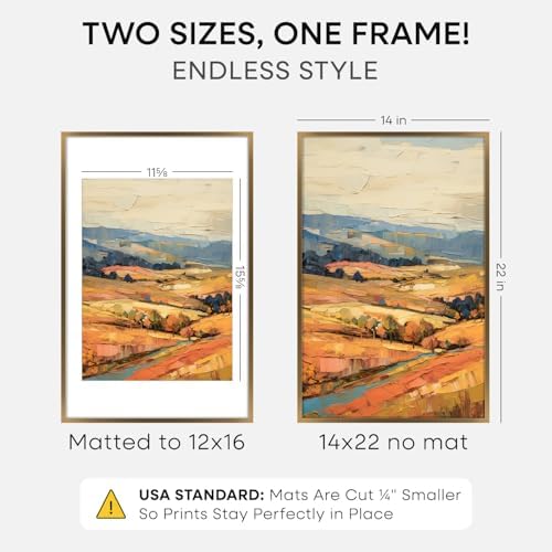 Homeforia 14x22 Bronze Picture Frame, High-End Metal, 12x16 Mat, Glass - Image 2