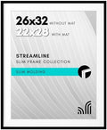 Americanflat 26x32 Poster Frame - Matted to 22x28 - Slim Molding - Black by Americanflat