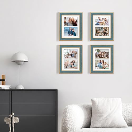 Suede 8.5x11 Picture Frame Display 2 Opening 5x7 Double Picture Frames Collage Wall or Tabletop Decor with Mat,Multi Photo Frame for Plexiglass,Wall Decor,1Pack,Blue - Image 7