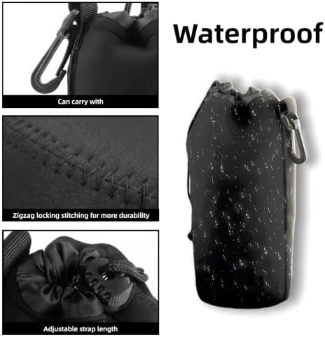 Camera Lens Bag, 4 Pack Protective Neoprene Lens Pouch with Drawstring & Carabiner, Lens Case for DSLR Camera Lens(S/M/L/XL) (M 4pcs) - Image 2