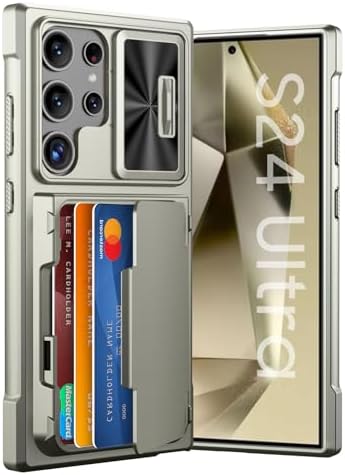 GooseBox for Samsung Galaxy S24 Ultra Wallet Case with RFID Blocking Card Holder & Camera Cover & Kickstand, Full Body Shockproof Case for S24 Ultra 6.8Inch 2024-Champagne Primary Titanium(Upgraded) by GooseBox