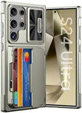 GooseBox for Samsung Galaxy S24 Ultra Wallet Case with RFID Blocking Card Holder & Camera Cover & Kickstand, Full Body Shockproof Case for S24 Ultra 6.8Inch 2024-Champagne Primary Titanium(Upgraded) by GooseBox