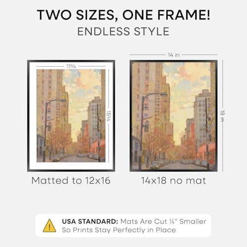 Homeforia 14x18 Black Picture Frame, High-End Metal, 12x16 Mat, Glass - Image 3