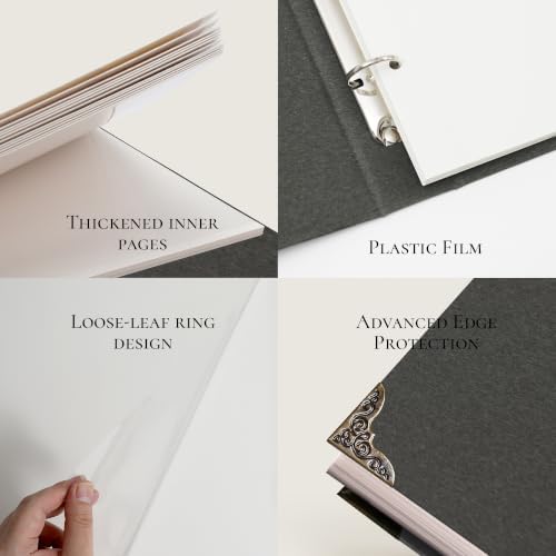Vienrose 3-Ring Self-Adhesive Photo Album 12x12 In, 60 Pages, Black - Image 5