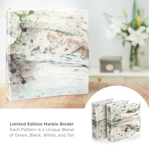Carstens Limited Edition 3-Inch Green Marble Heavy Duty 3-Ring Binder – Side Opening, Waterproof, Durable Plastic, No-Gap Rings, Holds 400 Sheets, BPA-Free, Made in USA (1719-3R) - Image 3