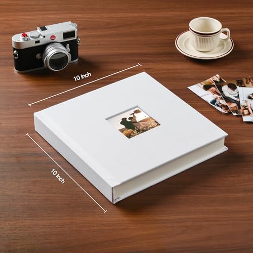 Pssoss 8x8 Inch DIY Scrapbook Album, Linen Hardcover, 40 Pages, White - Image 2