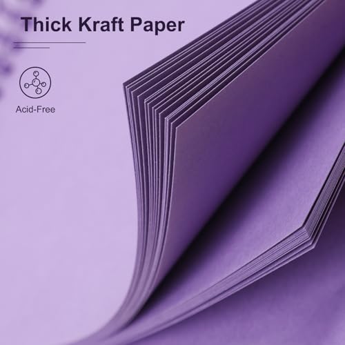 Scrapbook Album 10x10 Inches 100 Pages Hardcover Kraft Paper Purple - Image 4