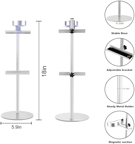 Adjustable Desktop Photo Frame Stand with Magnetic Wall Painting Light, Holds Picture Frames up to 18 Inch,with Rechargeable Battery,Metal Vertical Stand with 3 Color Temperature & 13RGB Poster Lights, for Displaying Picture Frames, Artworks (1Pack, Si... - Image 3