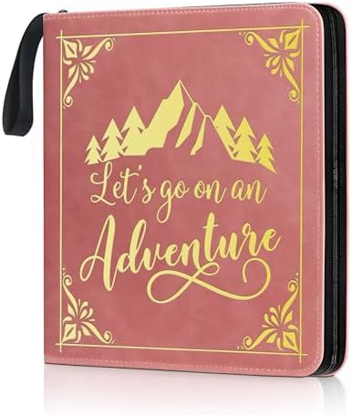 Adventure Leather Photo Album 4x6 200 Photos, DIY Scrapbook with 50 Sheets and 20 Blank Kraft Sheets, Travel Souvenir Diary Photo Book for Family Wedding Baby and Holiday Pictures by Unknown