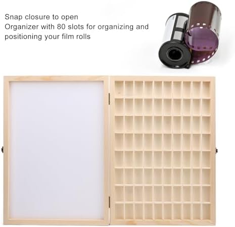 80 Slots Wooden Camera Film Display Box, Solid Wood Reel Storage Cabinet with Snap Closure Design, for 135 35mm Films and Small Items - Image 3