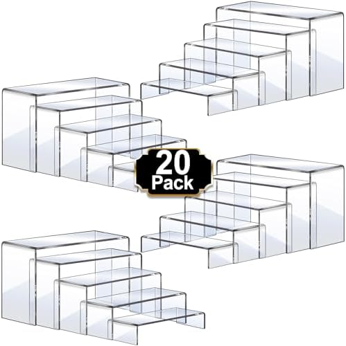 Aheroi Acrylic Risers Display Stands, Acrylic Stands for Display 20Pcs 4Set by Aheroi