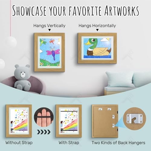 8 Pack 9x12 Front-Opening Kids Artwork Frames Changeable (Brown) - Image 2