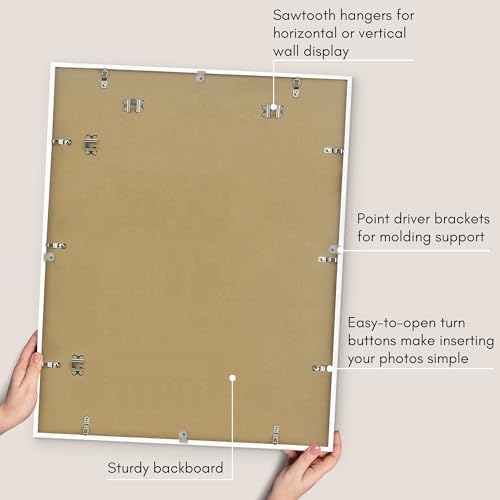 Americanflat 24x30 Poster Frame - Matted to 13x19 - Slim Molding - White - Image 6