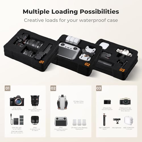 K&F CONCEPT Waterproof Hard Case, IP67 Protective Case with Pre-Scored Foam - Image 6