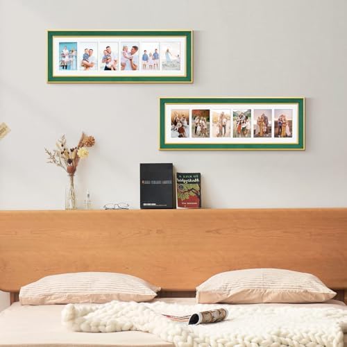 Suede 8x26 Picture Frame Display 6 Opening 4x6 Picture Frames Collage Wall Decor with Mat,Multi Photo Frame for Plexiglass,Wall Decor,1Pack,Green - Image 7