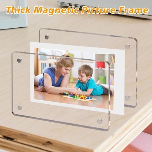 24 Packs Acrylic Magnetic Photo Frame for Refrigerator Double Sided Magnetic Polaroid Frames for Pictures Instax Mini Frame Super Clear 2.36 x 3.54 Inch - Image 3