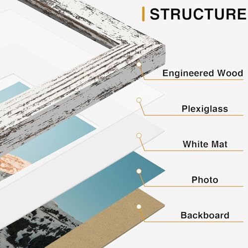 Vittanly 10 Pack Gallery Wall Frame Set, Black, Brown, Distressed White - Image 6