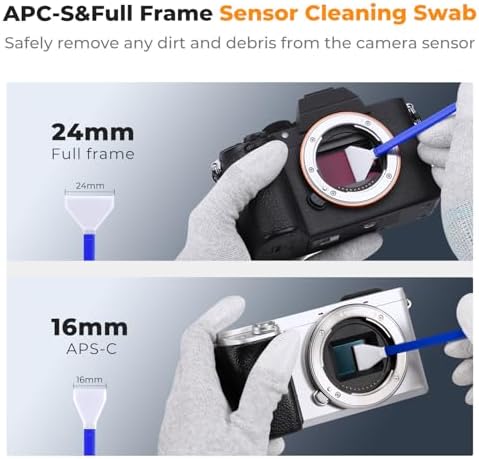 K&F Concept Professional Camera Cleaning Kit - Sensor Cleaner, APS-C & Full-Frame Swabs, Air Blower, Lens Brush, Gloves, Lens Cloths, Carry Case, Lens Cleaning Kit for FF DSLR & Mirrorless Cameras - Image 3