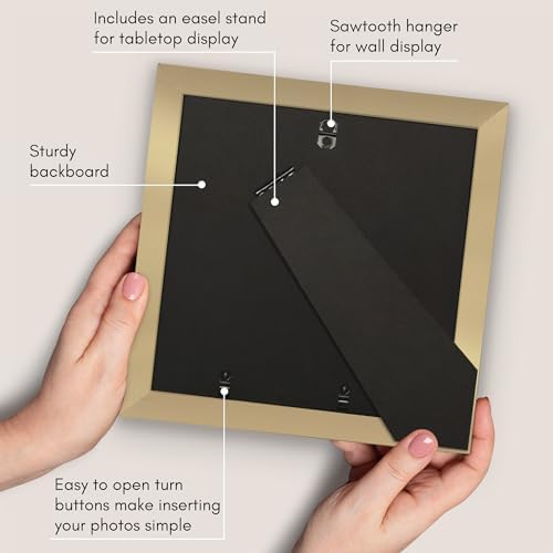Americanflat 9x9 Picture Frame - Matted to 6x6 - Engineered Wood - Gold - Image 5