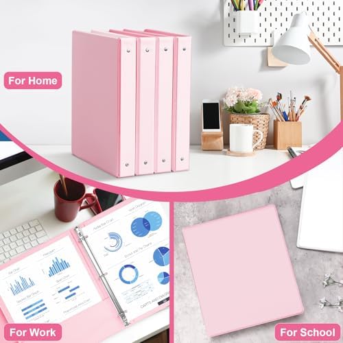 SUIN 1-inch 3 Ring Binder with 2 Interior Pockets, 1''Durable Binders Holds US Letter Size 8.5'' x 11'' Paper - Versatile Binders for Office, Home, and School Use, 6 Pack Pastel Pink - Image 6