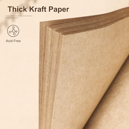 Scrapbook Album 10x10 Inches 40 Pages Hardcover Kraft Paper Brown - Image 4