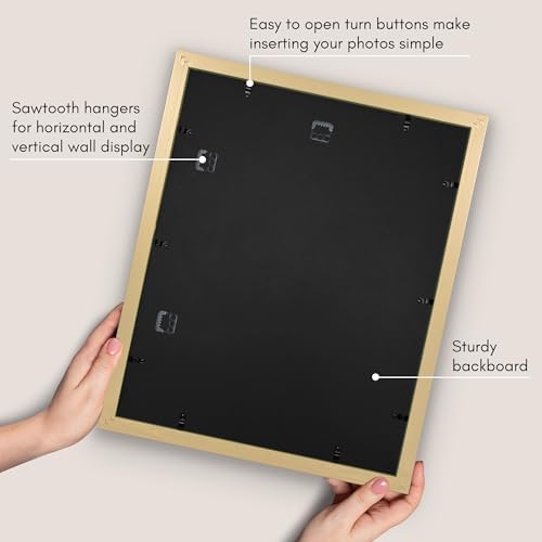 Americanflat 16x20 Poster Frame - Matted to 12x16 - Engineered Wood - Gold - Image 5