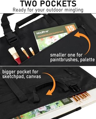 Nicpro Light Weight Art Portfolio Bag, 32x42” Waterproof Art Portfolio Case - Image 6